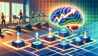 Oefenapparatuur met stijgende dopamine-icoontjes en afnemende ontsteking.