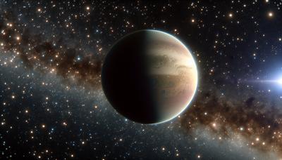 Exoplanet TOI-1408c mit ungewöhnlicher Umlaufbahn im Weltraum.