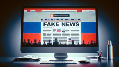 "Valse nieuws op computerscherm met Russische vlag"