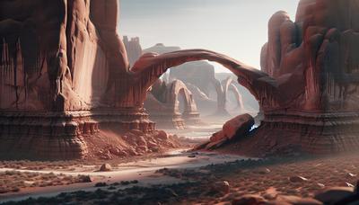 'Afgebroken boog te midden van iconisch overgebleven Arches-landschap in Utah.'