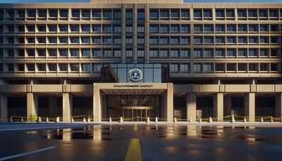 L'esterno dell'edificio dell'FBI con nastro di sicurezza vicino all'ingresso.

