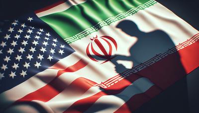 Bandera de Irán con sombra de la bandera de EE. UU.
