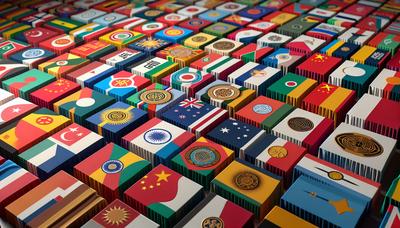 Bandiere ed emblemi dei paesi membri della SCO esposti.