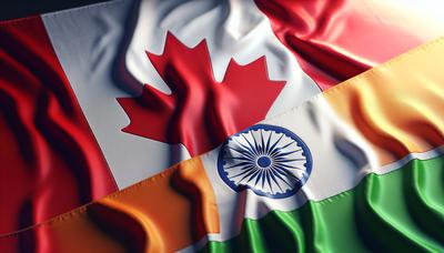 Drapeaux du Canada et de l'Inde avec une aura de tension.