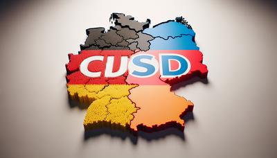 Flaggen von CDU SPD BSW mit Sachsen-Umriss.