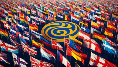 "Bandeiras de países europeus com o símbolo do Rali Nacional"