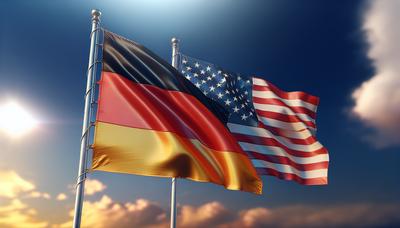 Flaggen von Deutschland und USA, die Partnerschaft symbolisieren.