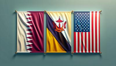 Bandiere del Qatar Brunei e USA insieme