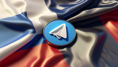 Drapeaux de la Russie et de la France avec le logo de Telegram.