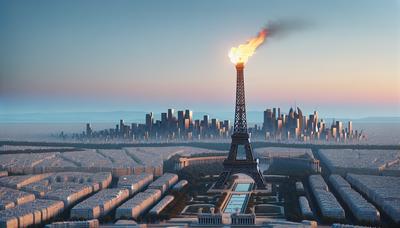 Flambeau contre la ligne d'horizon de Paris avec la tour Eiffel.