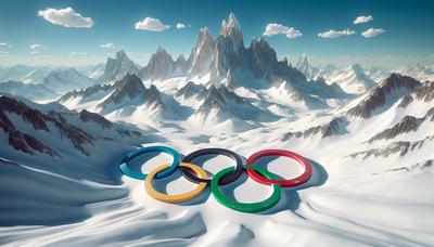 Alpes françaises avec anneaux olympiques sur fond enneigé