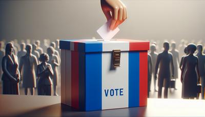 'Urne de vote du drapeau français encouragement en avant.'