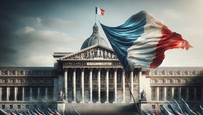 Drapeau français devant l'Assemblée nationale.