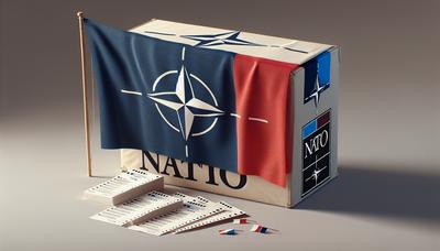 프랑스 국기 옆에 북대서양조약기구(NATO) 상징과 투표용지가 있습니다.

