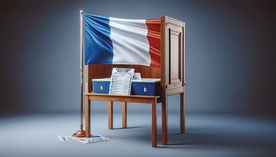 Bandiera francese sopra la cabina elettorale e la scheda elettorale.