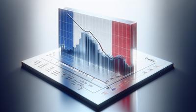 Baisse du graphique des notes de crédit chevauchant le drapeau français.
