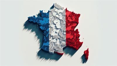 Ombres du drapeau français sur une carte de la France