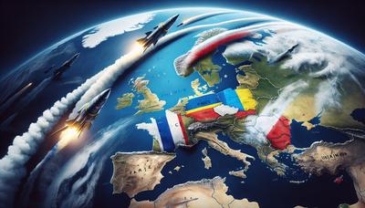 Drapeau français drapeau ukrainien missiles carte Europe frontière