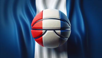 Drapeau français avec un ballon de basketball et un slogan d'unité.