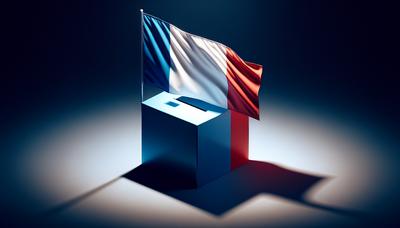 Drapeau français avec bulletin de vote projetant une ombre.