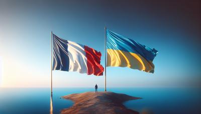 Drapeau français avec drapeau ukrainien en geste de solidarité.