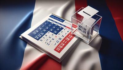 Drapeau français avec urne de vote et calendrier.