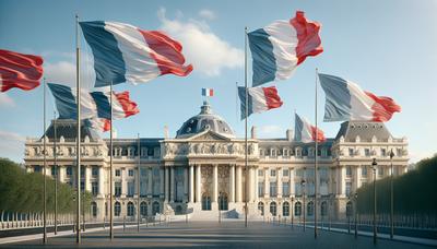 Des drapeaux français devant le Palais de l'Élysée.