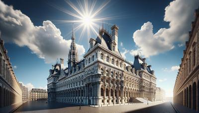 Bâtiment du Parlement français avec un ciel ensoleillé.