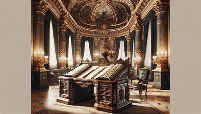 Palais présidentiel français avec des documents politiques sur le bureau.