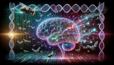 Moscas-da-fruta interagindo com padrões dinâmicos de evolução cerebral.