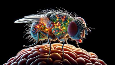 Mosca da fruta com neurônios cerebrais destacados após o acasalamento.