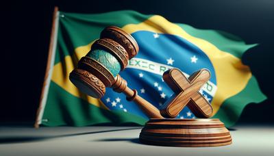 Gavel blockerar X-logotypen med brasiliansk flagga i bakgrunden.

