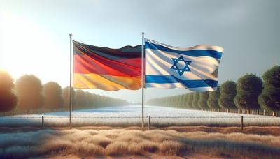 Deutsche und israelische Fahnen friedlich nebeneinander.