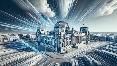 Deutscher Bundestag mit dynamischen vorwärtsgerichteten Elementen.