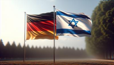 Deutsche Flagge und israelische Flagge nebeneinander.