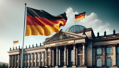 Deutsche Flagge vor dem Kanzleramt in Berlin