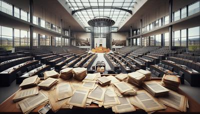 Deutscher Bundestag mit legislativen Dokumenten und Kalender.