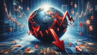 "Globaler Aktienmarkt fällt mit roten Abwärtspfeilen."