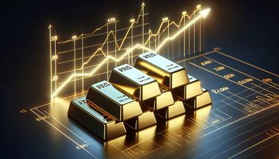 Barres d'or brillantes avec un graphique financier pointant vers le haut.