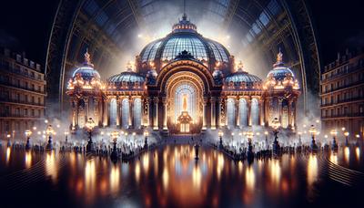 Le Grand Palais brillant au milieu des lumières éblouissantes de l'escrime olympique.