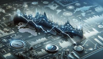 Graphique de la baisse des taux d'intérêt avec des symboles économiques.