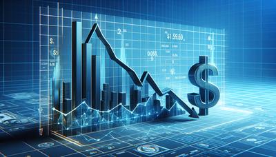 Graphique montrant des taux en baisse et des signes dollar en hausse.