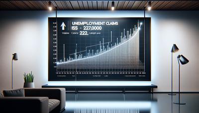 Gráfico que muestra la caída en las solicitudes de desempleo a 227000.