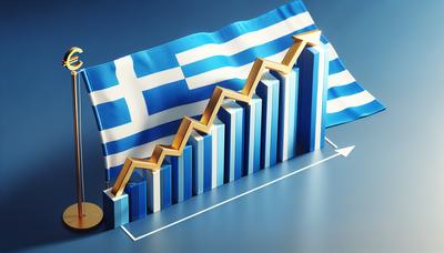 Griekse vlag met stijgende staafdiagram en euroteken