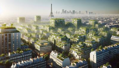 Espaces verts et logements sociaux dans le Paris futuriste.