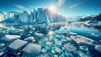 El glaciar de Groenlandia se está derritiendo en las aguas oceánicas en aumento.