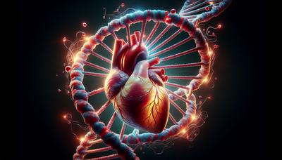 Cuore con filamenti di DNA che evidenziano la connessione genetica.