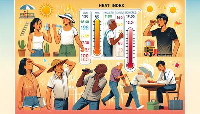 Warmte-index met verschillende omgevingsrisicofactoren weergegeven.