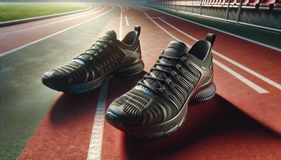 Chaussures de course high-tech sur une piste de course