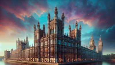 Storico edificio del Parlamento del Regno Unito con sfondo del cielo.